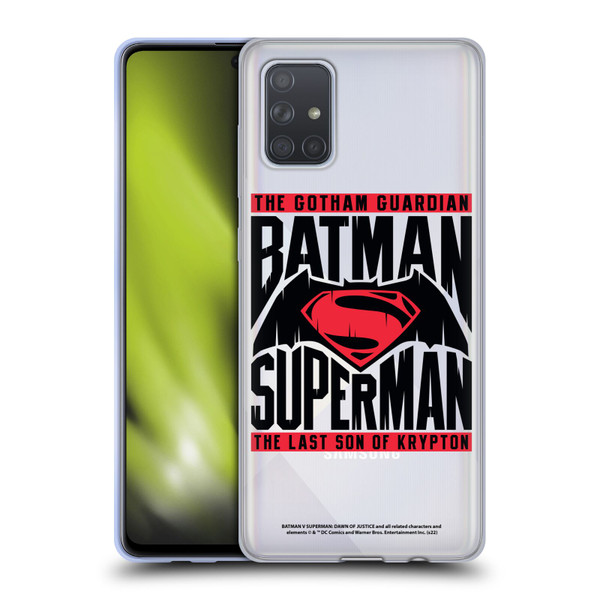 Batman V Superman: Dawn of Justice Graphics Typography Soft Gel Case for Samsung Galaxy A71 (2019)