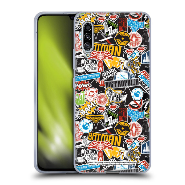 Batman V Superman: Dawn of Justice Graphics Sticker Collage Soft Gel Case for Samsung Galaxy A90 5G (2019)