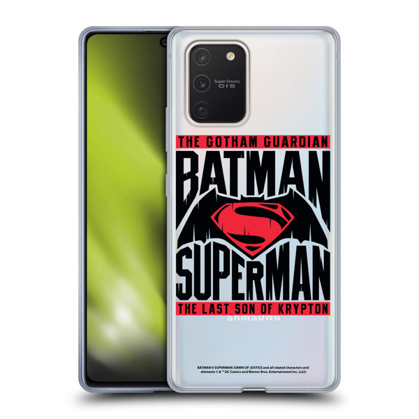 Batman V Superman: Dawn of Justice Graphics Typography Soft Gel Case for Samsung Galaxy S10 Lite