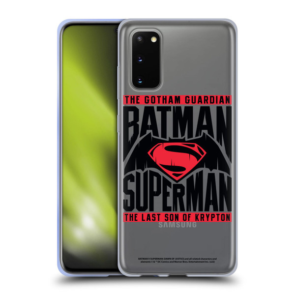 Batman V Superman: Dawn of Justice Graphics Typography Soft Gel Case for Samsung Galaxy S20 / S20 5G