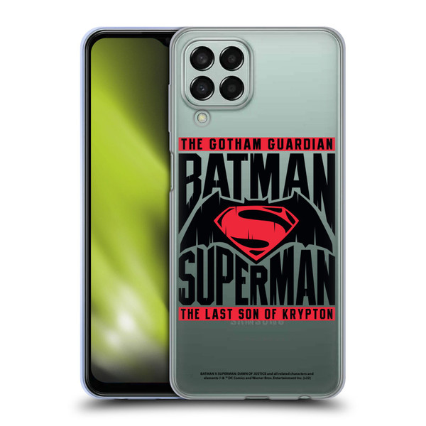 Batman V Superman: Dawn of Justice Graphics Typography Soft Gel Case for Samsung Galaxy M33 (2022)