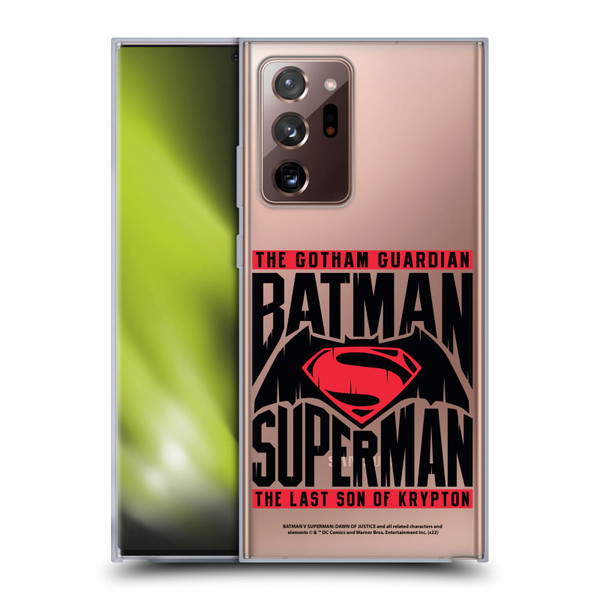 Batman V Superman: Dawn of Justice Graphics Typography Soft Gel Case for Samsung Galaxy Note20 Ultra / 5G