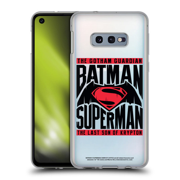 Batman V Superman: Dawn of Justice Graphics Typography Soft Gel Case for Samsung Galaxy S10e
