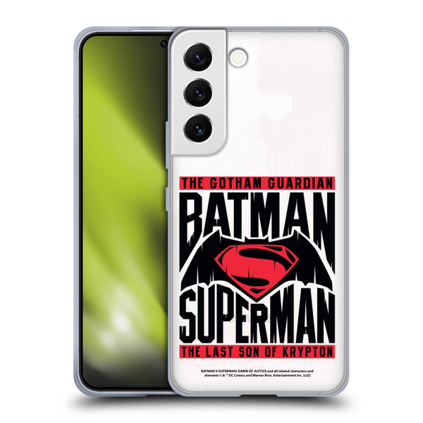 Batman V Superman: Dawn of Justice Graphics Typography Soft Gel Case for Samsung Galaxy S22 5G