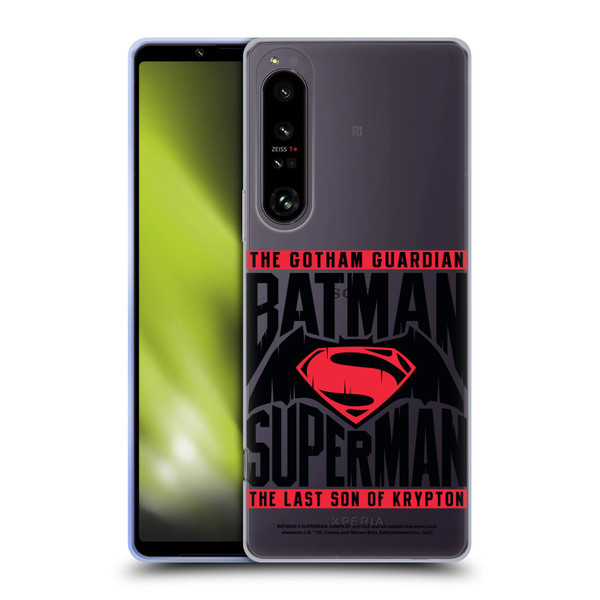 Batman V Superman: Dawn of Justice Graphics Typography Soft Gel Case for Sony Xperia 1 IV