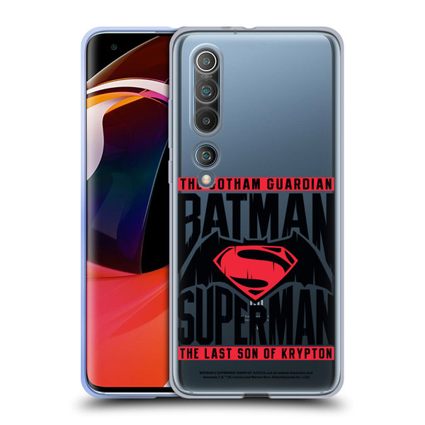 Batman V Superman: Dawn of Justice Graphics Typography Soft Gel Case for Xiaomi Mi 10 5G / Mi 10 Pro 5G
