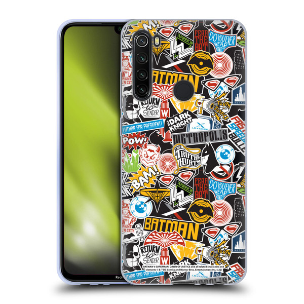 Batman V Superman: Dawn of Justice Graphics Sticker Collage Soft Gel Case for Xiaomi Redmi Note 8T