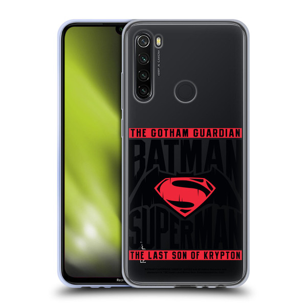 Batman V Superman: Dawn of Justice Graphics Typography Soft Gel Case for Xiaomi Redmi Note 8T