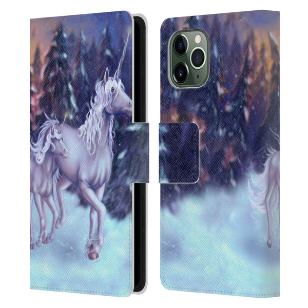 Tiffany "Tito" Toland-Scott Christmas Art Winter Unicorns Leather Book Wallet Case Cover For Apple iPhone 11 Pro