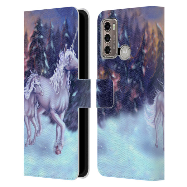 Tiffany "Tito" Toland-Scott Christmas Art Winter Unicorns Leather Book Wallet Case Cover For Motorola Moto G60 / Moto G40 Fusion