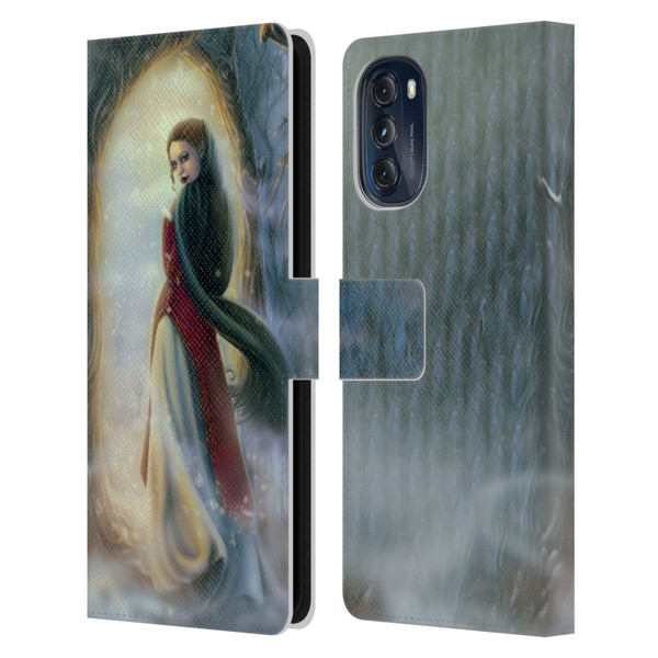 Tiffany "Tito" Toland-Scott Christmas Art Elf Woman In Snowy Forest Leather Book Wallet Case Cover For Motorola Moto G (2022)