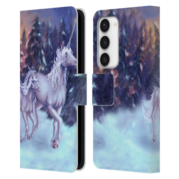 Tiffany "Tito" Toland-Scott Christmas Art Winter Unicorns Leather Book Wallet Case Cover For Samsung Galaxy S23 5G