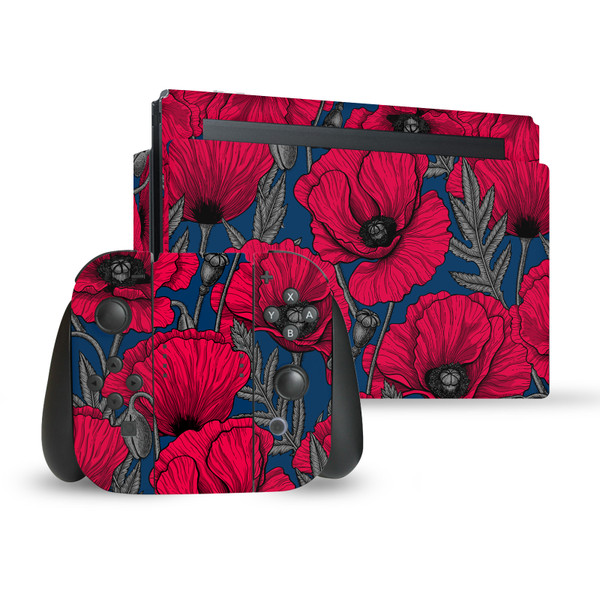 Katerina Kirilova Patterns Night Poppy Garden Vinyl Sticker Skin Decal Cover for Nintendo Switch Bundle