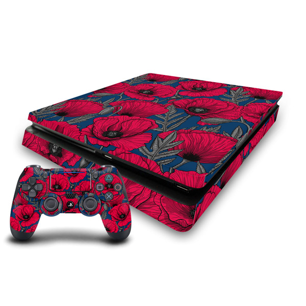 Katerina Kirilova Patterns Night Poppy Garden Vinyl Sticker Skin Decal Cover for Sony PS4 Slim Console & Controller