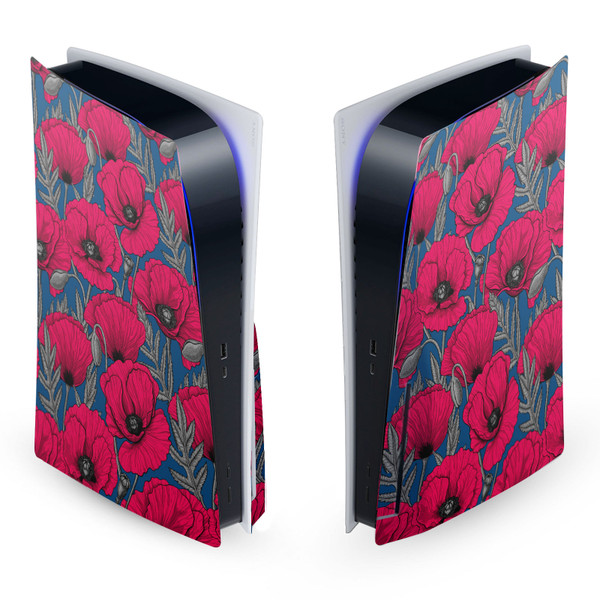 Katerina Kirilova Patterns Night Poppy Garden Vinyl Sticker Skin Decal Cover for Sony PS5 Disc Edition Console