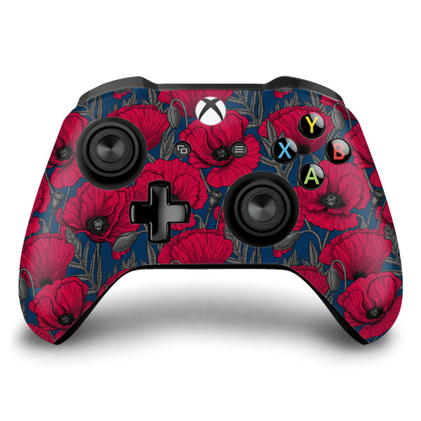 Katerina Kirilova Patterns Night Poppy Garden Vinyl Sticker Skin Decal Cover for Microsoft Xbox One S / X Controller