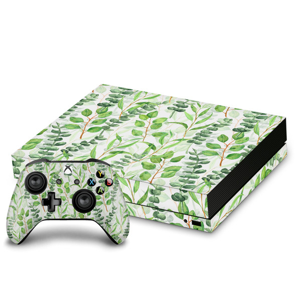 Katerina Kirilova Patterns Eucalyptus Mix Vinyl Sticker Skin Decal Cover for Microsoft Xbox One X Bundle