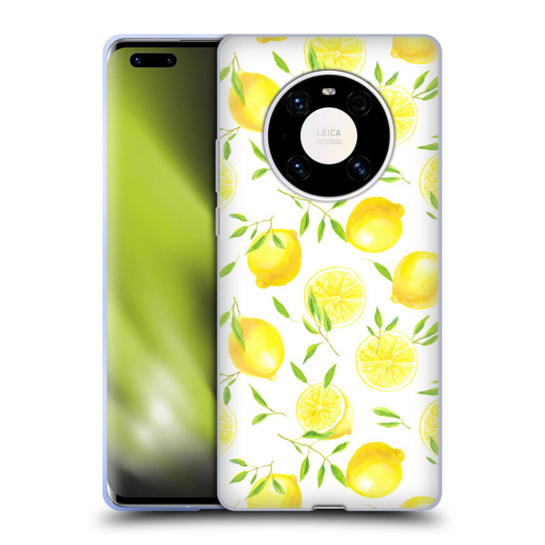 Katerina Kirilova Fruits & Foliage Patterns Lemons Soft Gel Case for Huawei Mate 40 Pro 5G
