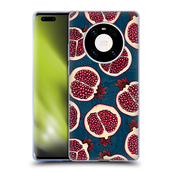 Katerina Kirilova Fruits & Foliage Patterns Pomegranate Slices Soft Gel Case for Huawei Mate 40 Pro 5G