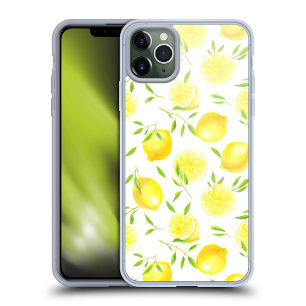 Katerina Kirilova Fruits & Foliage Patterns Lemons Soft Gel Case for Apple iPhone 11 Pro Max