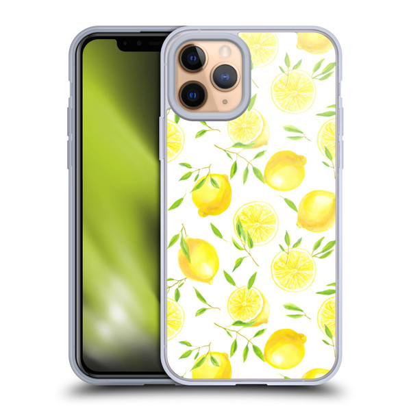 Katerina Kirilova Fruits & Foliage Patterns Lemons Soft Gel Case for Apple iPhone 11 Pro