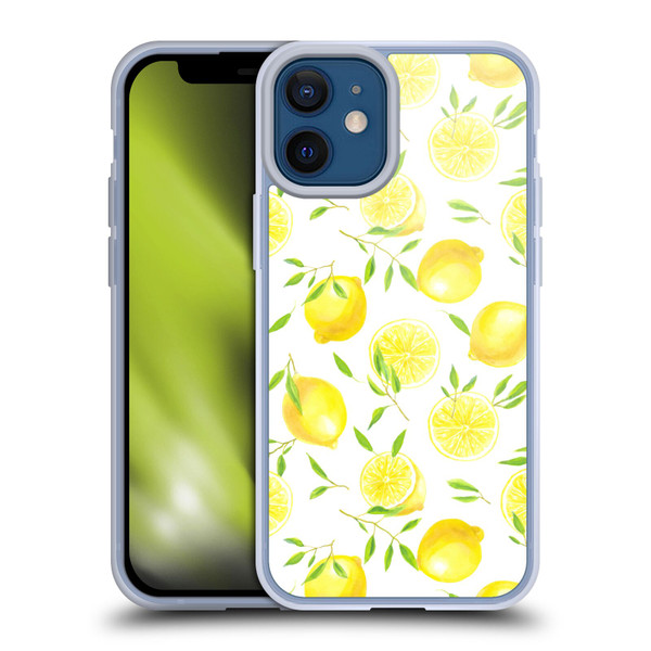 Katerina Kirilova Fruits & Foliage Patterns Lemons Soft Gel Case for Apple iPhone 12 Mini