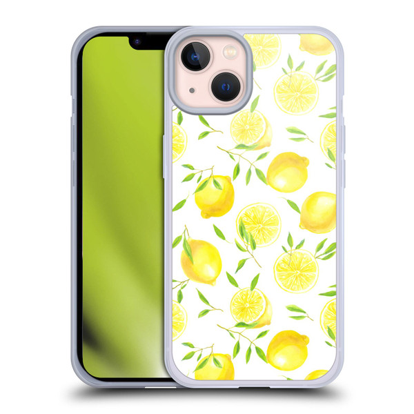 Katerina Kirilova Fruits & Foliage Patterns Lemons Soft Gel Case for Apple iPhone 13