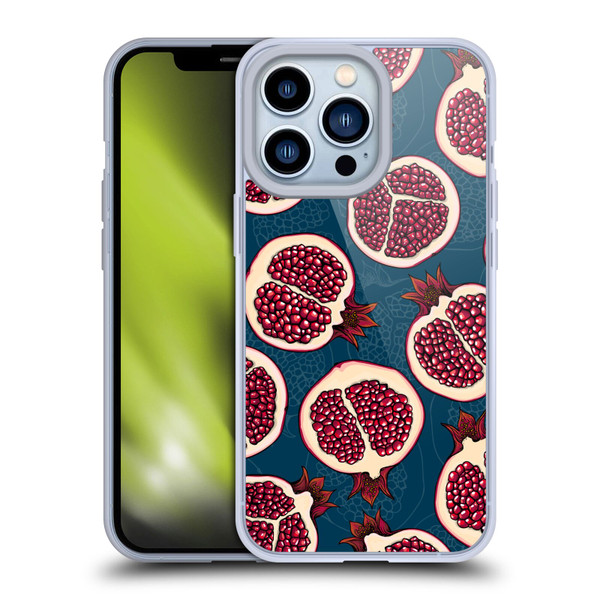 Katerina Kirilova Fruits & Foliage Patterns Pomegranate Slices Soft Gel Case for Apple iPhone 13 Pro