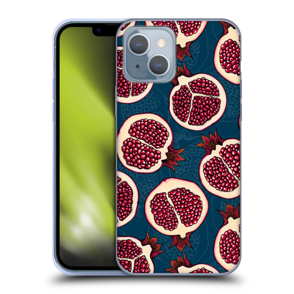 Katerina Kirilova Fruits & Foliage Patterns Pomegranate Slices Soft Gel Case for Apple iPhone 14