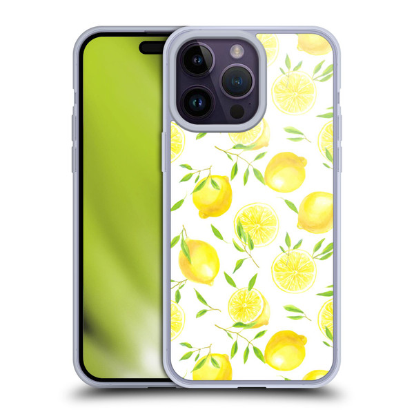 Katerina Kirilova Fruits & Foliage Patterns Lemons Soft Gel Case for Apple iPhone 14 Pro Max