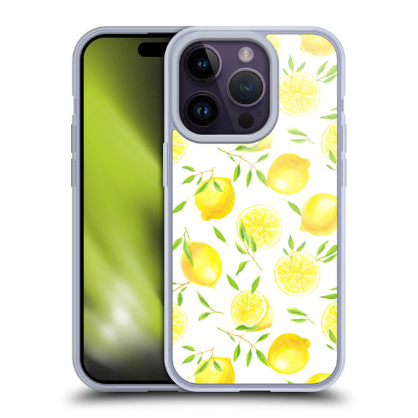 Katerina Kirilova Fruits & Foliage Patterns Lemons Soft Gel Case for Apple iPhone 14 Pro