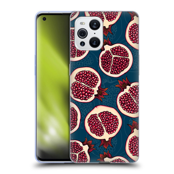 Katerina Kirilova Fruits & Foliage Patterns Pomegranate Slices Soft Gel Case for OPPO Find X3 / Pro