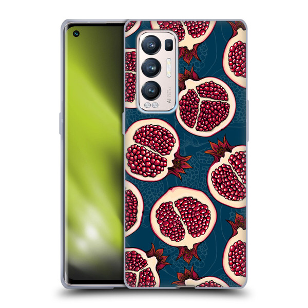 Katerina Kirilova Fruits & Foliage Patterns Pomegranate Slices Soft Gel Case for OPPO Find X3 Neo / Reno5 Pro+ 5G