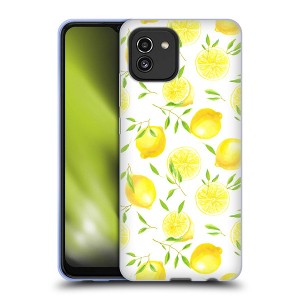 Katerina Kirilova Fruits & Foliage Patterns Lemons Soft Gel Case for Samsung Galaxy A03 (2021)