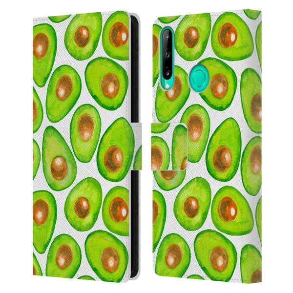 Katerina Kirilova Fruits & Foliage Patterns Avocado Leather Book Wallet Case Cover For Huawei P40 lite E