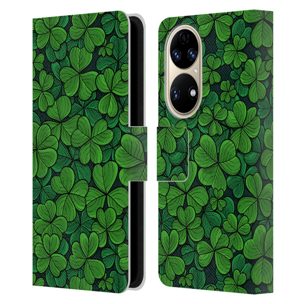 Katerina Kirilova Fruits & Foliage Patterns Clovers Leather Book Wallet Case Cover For Huawei P50