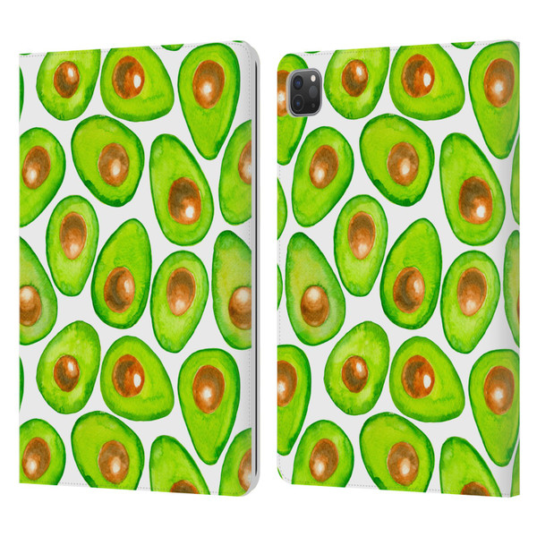 Katerina Kirilova Fruits & Foliage Patterns Avocado Leather Book Wallet Case Cover For Apple iPad Pro 11 2020 / 2021 / 2022