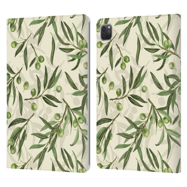 Katerina Kirilova Fruits & Foliage Patterns Olive Branches Leather Book Wallet Case Cover For Apple iPad Pro 11 2020 / 2021 / 2022