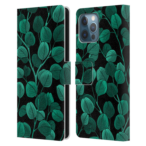 Katerina Kirilova Fruits & Foliage Patterns Eucalyptus Silver Dollar Leather Book Wallet Case Cover For Apple iPhone 12 Pro Max
