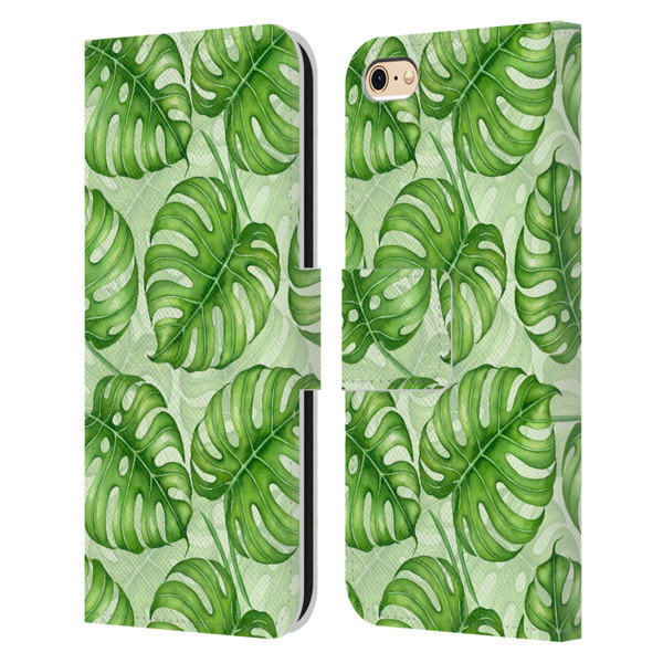 Katerina Kirilova Fruits & Foliage Patterns Monstera Leather Book Wallet Case Cover For Apple iPhone 6 / iPhone 6s