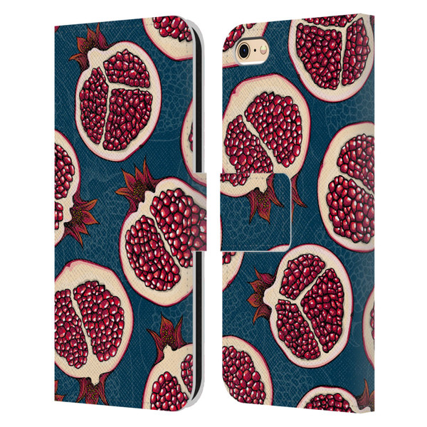 Katerina Kirilova Fruits & Foliage Patterns Pomegranate Slices Leather Book Wallet Case Cover For Apple iPhone 6 / iPhone 6s