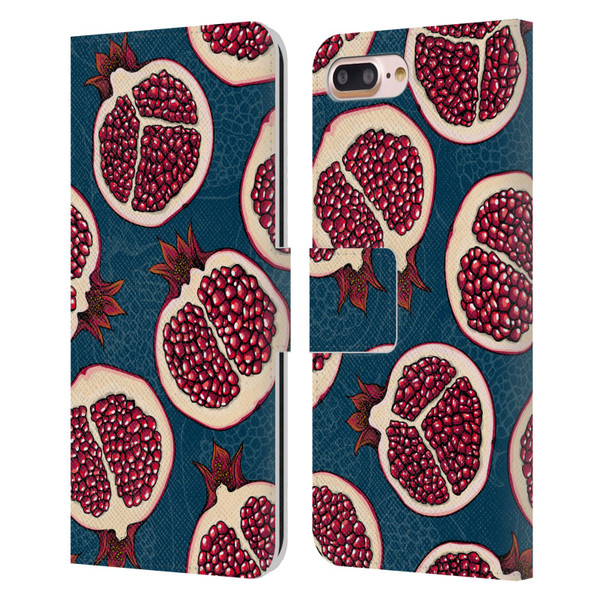 Katerina Kirilova Fruits & Foliage Patterns Pomegranate Slices Leather Book Wallet Case Cover For Apple iPhone 7 Plus / iPhone 8 Plus