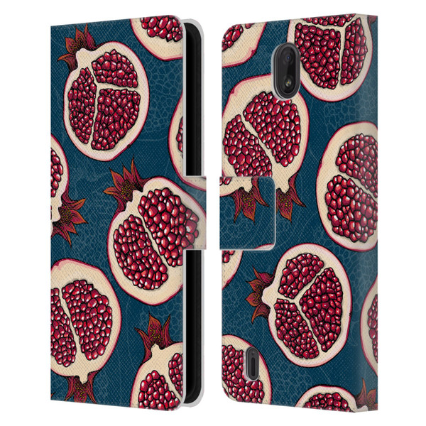 Katerina Kirilova Fruits & Foliage Patterns Pomegranate Slices Leather Book Wallet Case Cover For Nokia C01 Plus/C1 2nd Edition