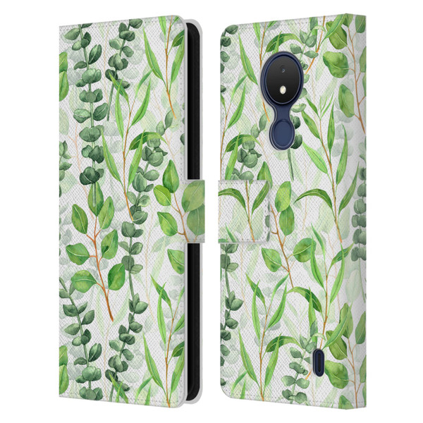 Katerina Kirilova Fruits & Foliage Patterns Eucalyptus Mix Leather Book Wallet Case Cover For Nokia C21