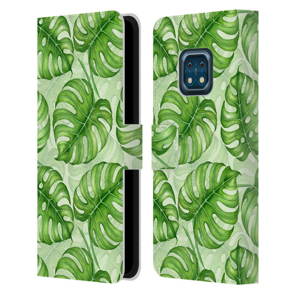 Katerina Kirilova Fruits & Foliage Patterns Monstera Leather Book Wallet Case Cover For Nokia XR20