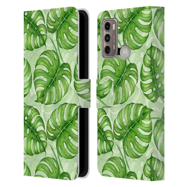 Katerina Kirilova Fruits & Foliage Patterns Monstera Leather Book Wallet Case Cover For Motorola Moto G60 / Moto G40 Fusion