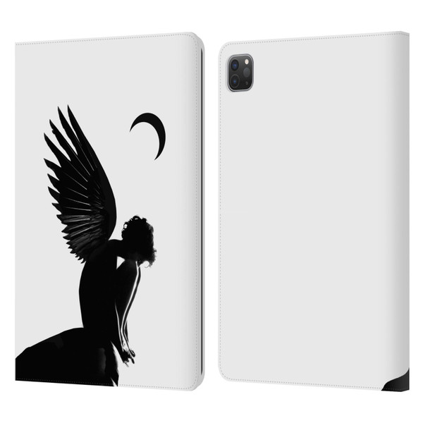 LouiJoverArt Black And White Angel Leather Book Wallet Case Cover For Apple iPad Pro 11 2020 / 2021 / 2022