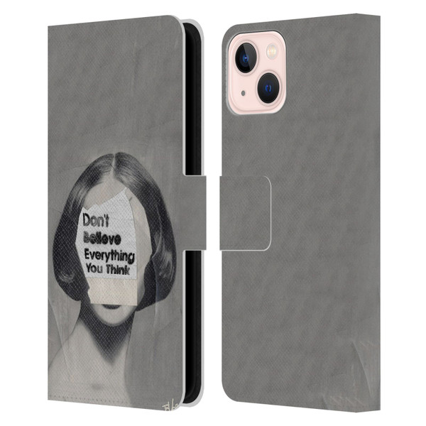 LouiJoverArt Black And White Think Leather Book Wallet Case Cover For Apple iPhone 13