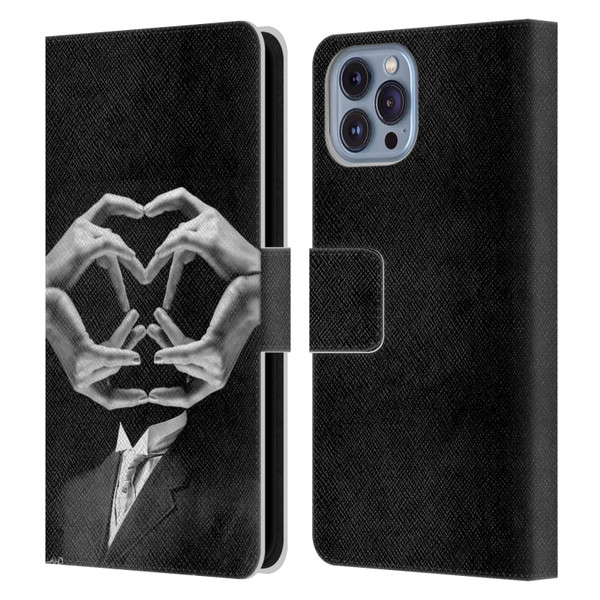 LouiJoverArt Black And White Mr Handy Man Leather Book Wallet Case Cover For Apple iPhone 14