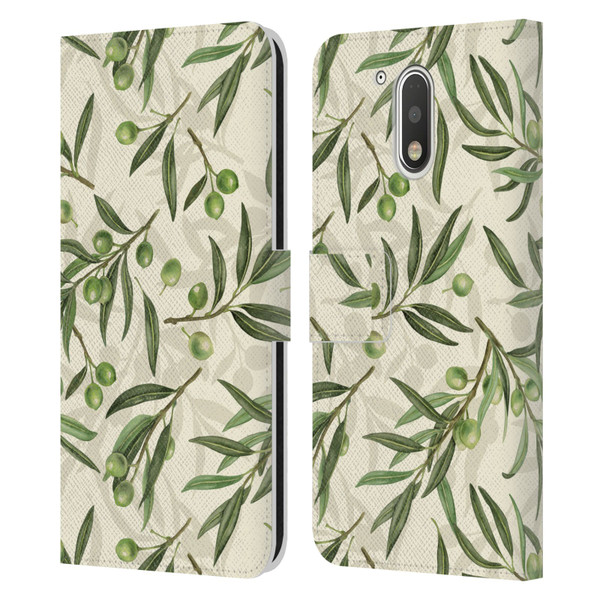 Katerina Kirilova Fruits & Foliage Patterns Olive Branches Leather Book Wallet Case Cover For Motorola Moto G41